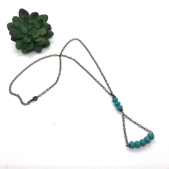 Vintage Boho Feel Turquoise Beaded Y Necklace - Picture 1 of 5